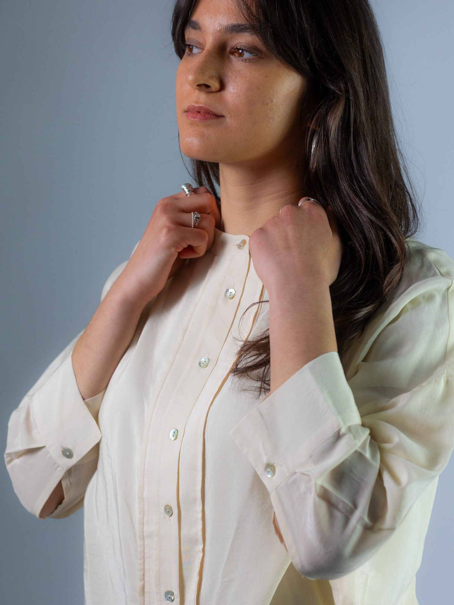 Bluse, beige – Bild 4