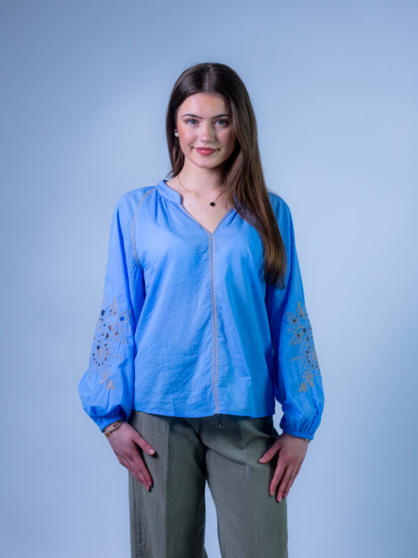 Bohemianbluse, bleu