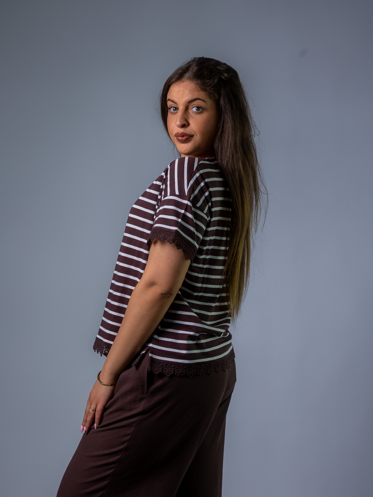 Ringelshirt mit Spitze – Bild 3
