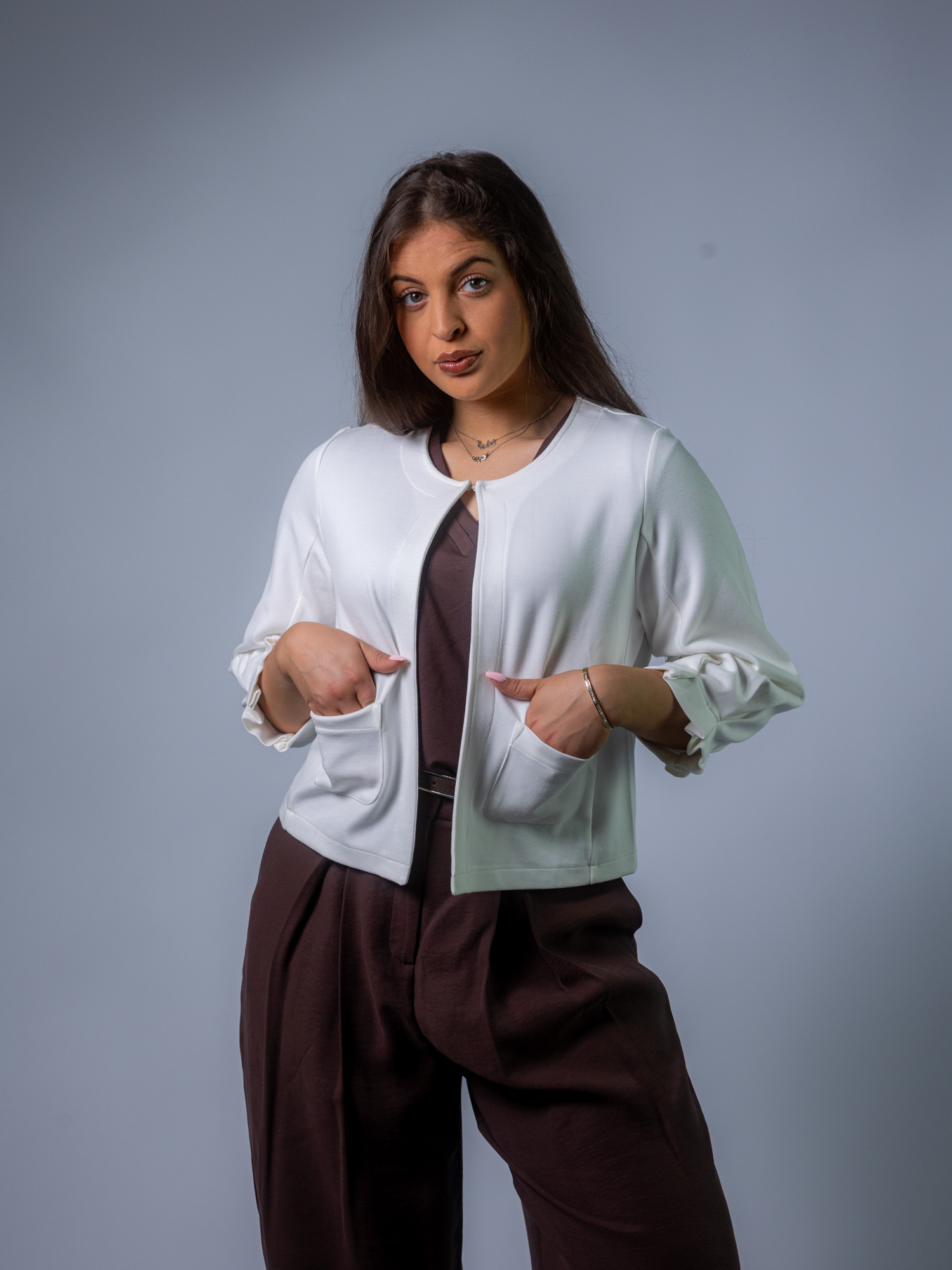 Jersey Blazer ecru – Bild 3