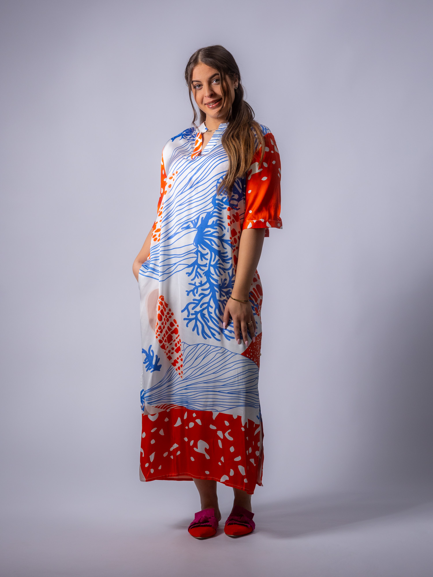Maxikleid, Kurzarm